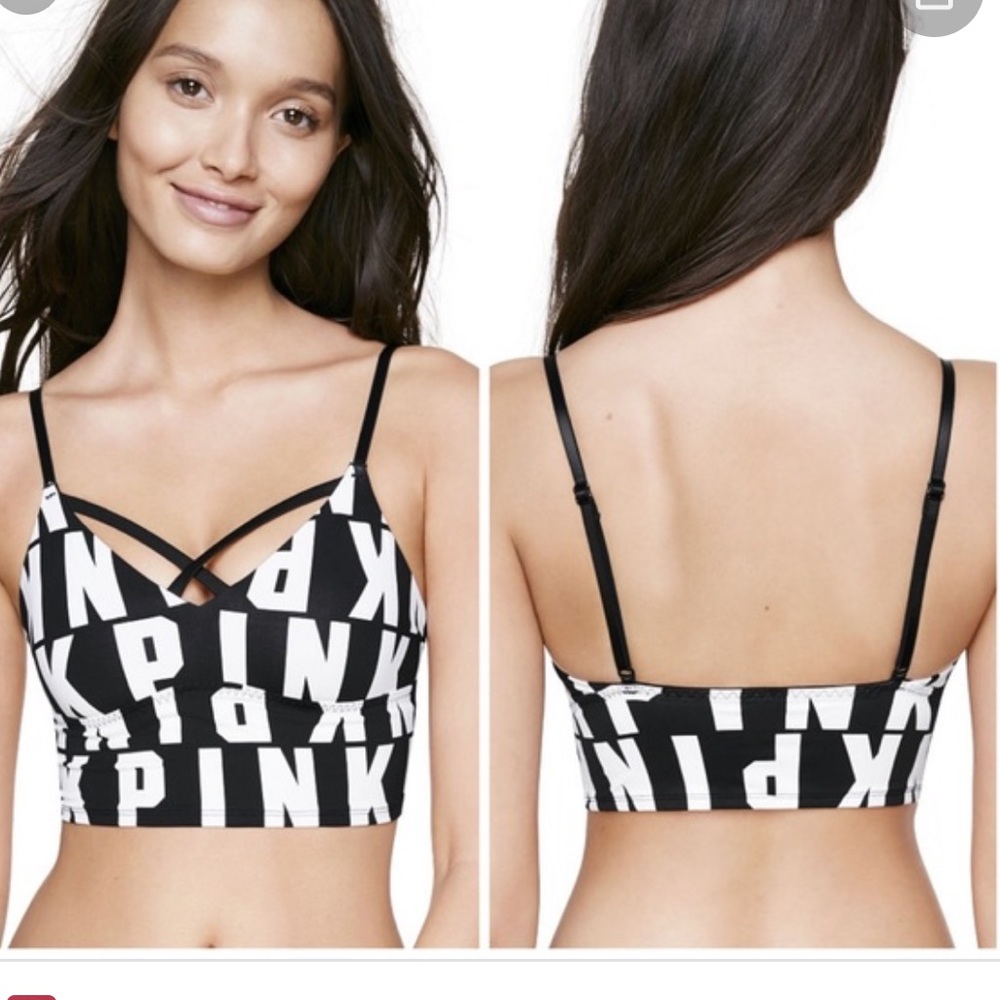 PINK Print Longline Triangle Bralette